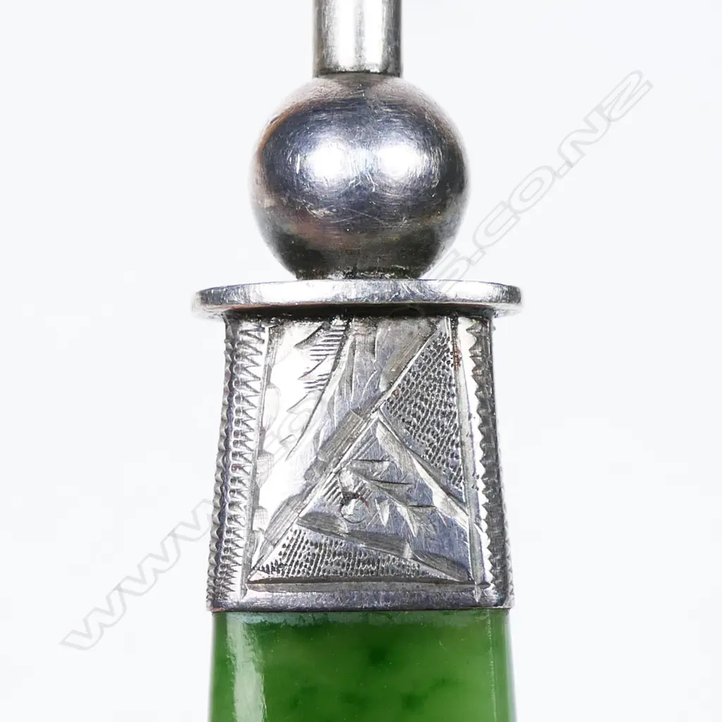 Edward Souness (Dunedin) silver and nephrite bread fork, Image 1++
